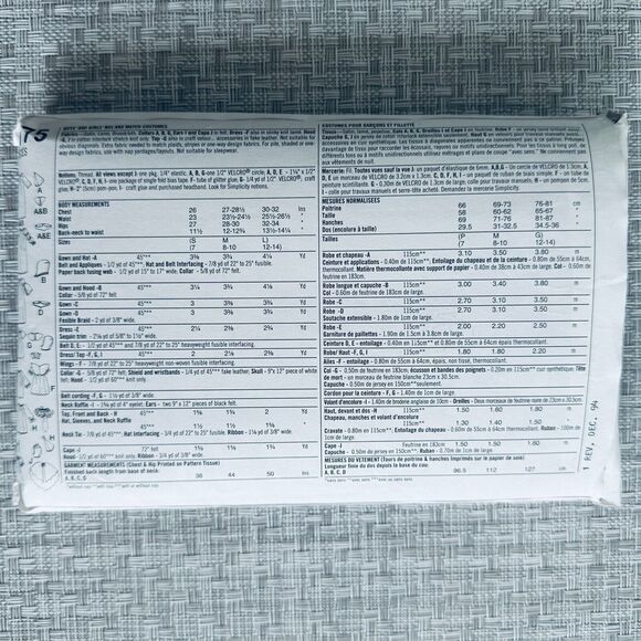 Simplicity 9175 Kids Halloween Costume Sewing Pattern Clown Fairy Witch Sz S-L - Picture 2 of 2